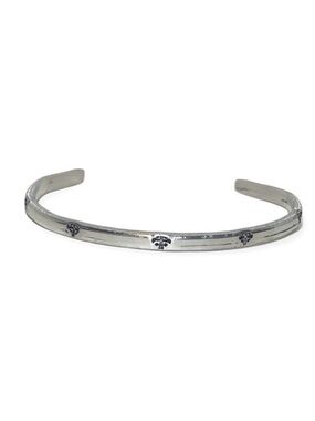 Handmade stamped Celtic Cross delicate stackable silver adjustable cuff bracelet